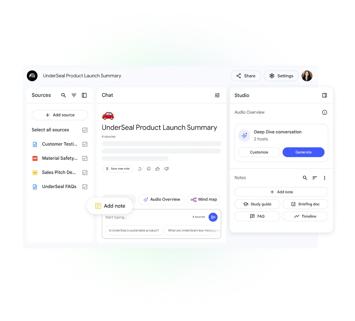 Gemini Notebook interface