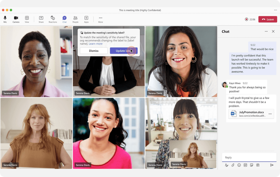 Microsoft Teams video görüş və əməkdaşlıq interfeysi